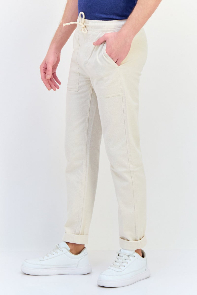 Celio Men Regular Fit Textured Straight Leg Pants, Off White - Image 2