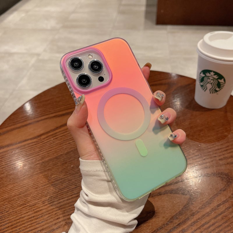 Neon Gradient Magnetic Iphone17Promax Phone Case Suitable for Apple 14Pro Matte Flowing Protective Cover - Image 4