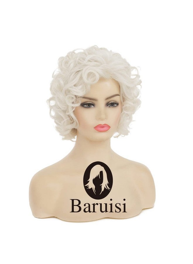 Baruisi Short Curly Cream White Wigs For Women Synthetic Natural Curly Layered Halloween Cosplay Wig - Image 5