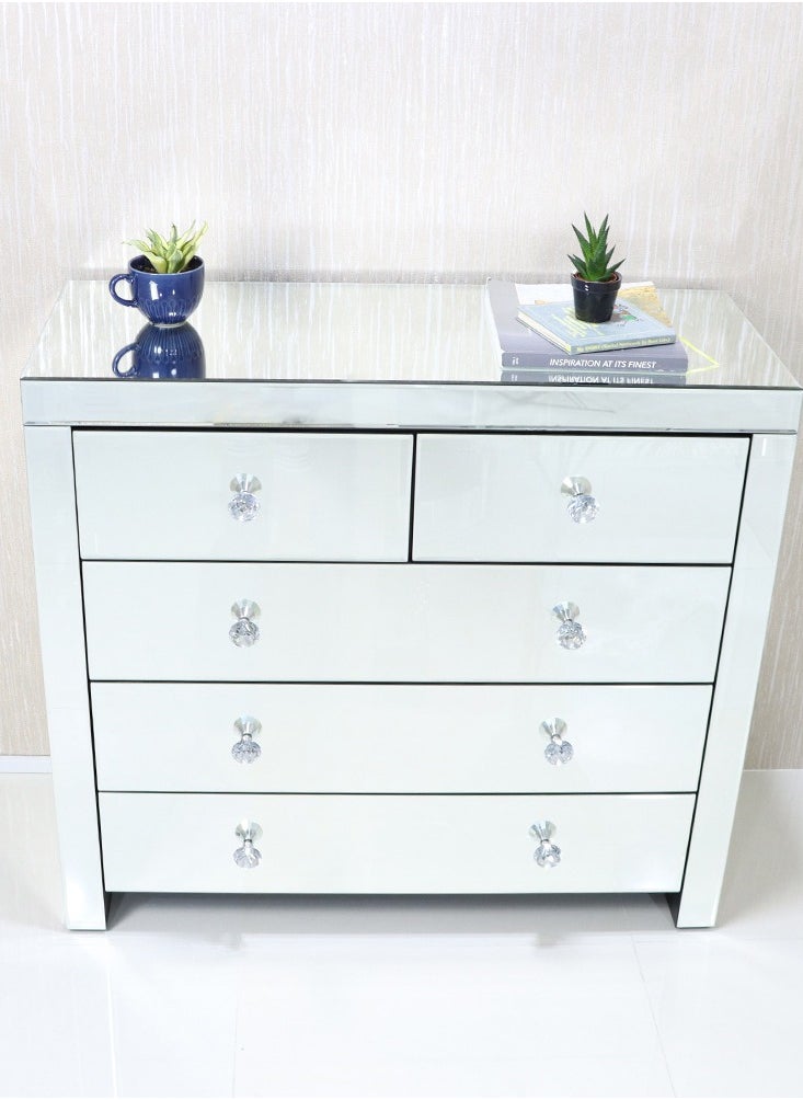 VANITY LIVING Vanity Living Chest of Drawers, 5-Drawer Palma Mirror Design, Stylish Storage Unit  - Image 1