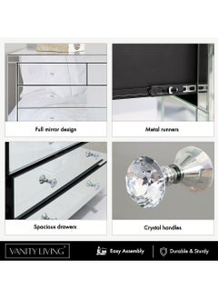 VANITY LIVING Vanity Living Chest of Drawers, 5-Drawer Palma Mirror Design, Stylish Storage Unit  - Image 5
