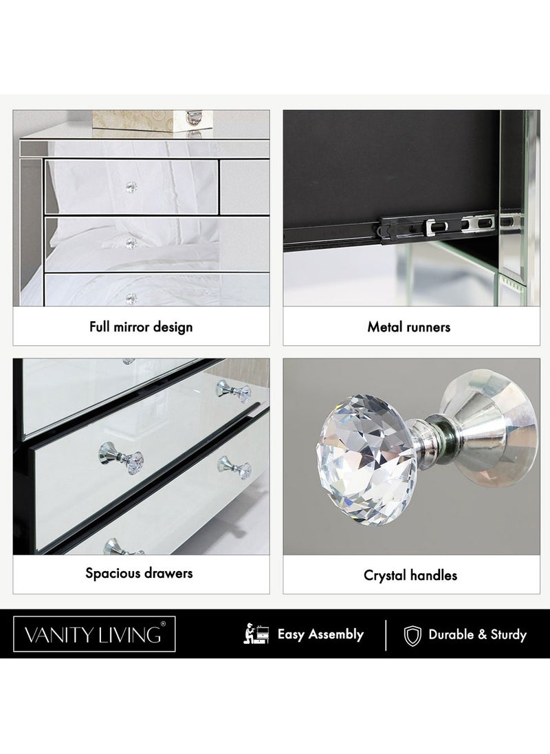 VANITY LIVING Vanity Living Chest of Drawers, 5-Drawer Palma Mirror Design, Stylish Storage Unit  - Image 5