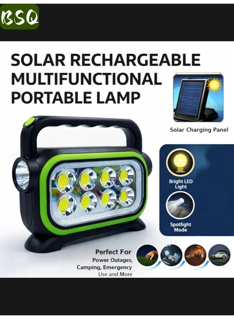 BSQ Emergency Supplies | Emergency lights|Solar-powered handheld flashlight | Multifunctional LED spotlight | USB rechargeable | Waterproof design | Lightweight and portable | Ideal for outdoor camping or emergencies - Image 1
