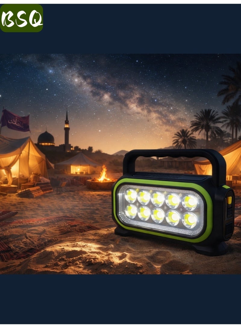 BSQ Emergency Supplies | Emergency lights|Solar-powered handheld flashlight | Multifunctional LED spotlight | USB rechargeable | Waterproof design | Lightweight and portable | Ideal for outdoor camping or emergencies - Image 5