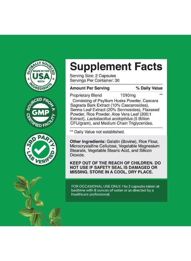 Natures Craft كبسولات ملين الأعشاب من ناتشرز كرافت مع البروبيوتيك لدعم نظام التخلص من السموم في القولون - Image 2