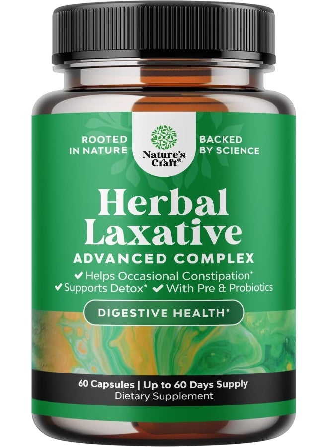 Natures Craft كبسولات ملين الأعشاب من ناتشرز كرافت مع البروبيوتيك لدعم نظام التخلص من السموم في القولون - Image 1