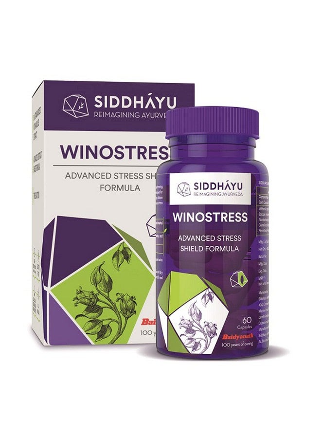 SIDDHAYU سيدهيو وينوستريس (من بيت بايدياناث) | أقراص دعم الإجهاد العشبية - 60 كبسولة X 1 - Image 1