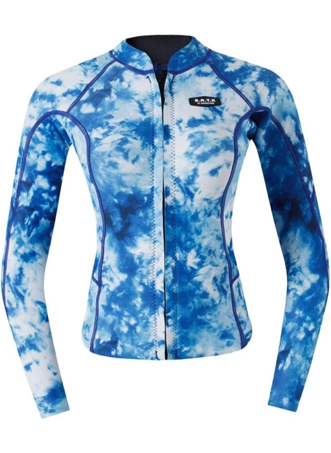 silvercnc Women's Ladies 2mm Wetsuits Jacket Long Sleeve Neoprene Wetsuit Top for Sea Kayaking Boadyboard Dinghy  - Image 2