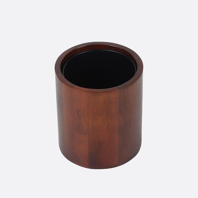 Brick Brown Premium Solid Wood Trashbin Multipurpose Furniture Basket For Home Living Room Office | Dustbin With Removal Metal Inner Liner Open-Top From Mahogany Collection (Curvy, 8X8X9 Inch) - Image 4