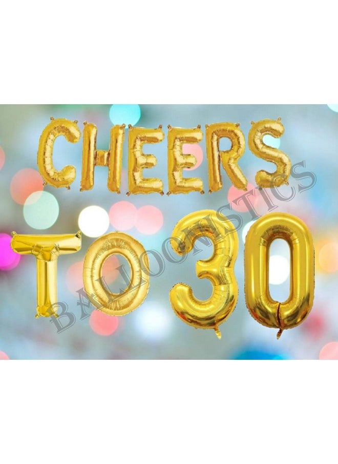 Balloonistics - Balloonistics Cheers to Thirthy Foil Balloon Combo Number 30 Foil Balloon for Birthday and Anniversary - Image 1