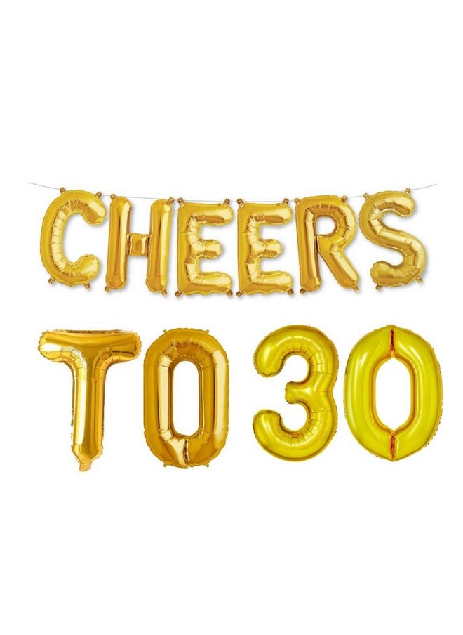 Balloonistics - Balloonistics Cheers to Thirthy Foil Balloon Combo Number 30 Foil Balloon for Birthday and Anniversary - Image 1