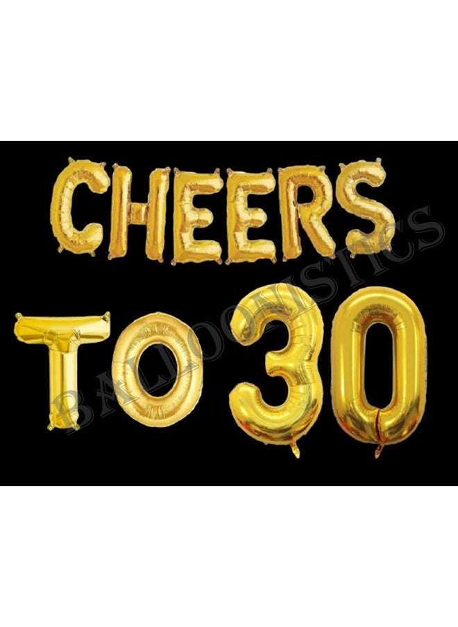 Balloonistics - Balloonistics Cheers to Thirthy Foil Balloon Combo Number 30 Foil Balloon for Birthday and Anniversary - Image 1