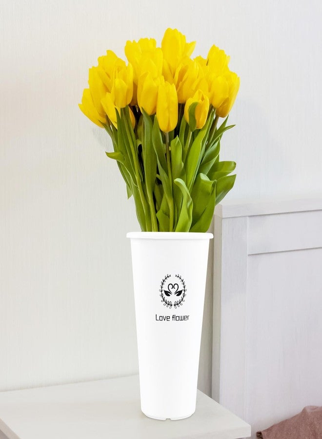 Kekow 6-Pack Plastic Flower Buckets, Flower Bucket Vases, White - Image 4