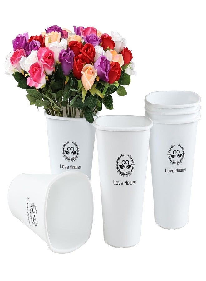Kekow 6-Pack Plastic Flower Buckets, Flower Bucket Vases, White - Image 1