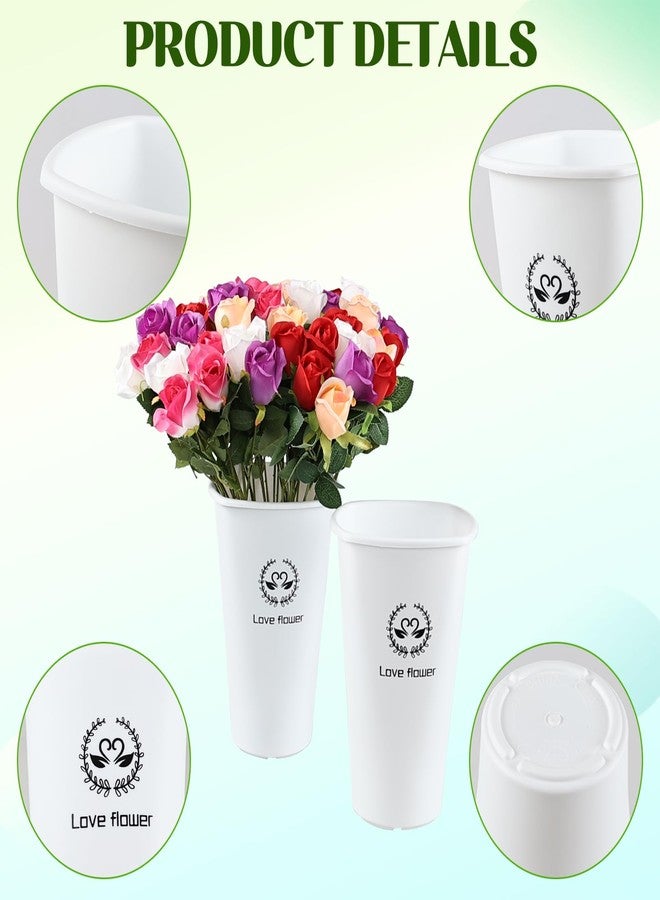 Kekow 6-Pack Plastic Flower Buckets, Flower Bucket Vases, White - Image 3