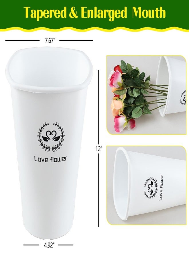 Kekow 6-Pack Plastic Flower Buckets, Flower Bucket Vases, White - Image 2