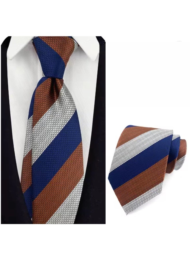 Zoferno Classico Men’s Striped (Rep) Tie – 8 cm Wide Formal Necktie – Microfiber Silk-Feel Business Tie with Luxury Gift Box (Navy/Silver/Burgundy) - Image 2