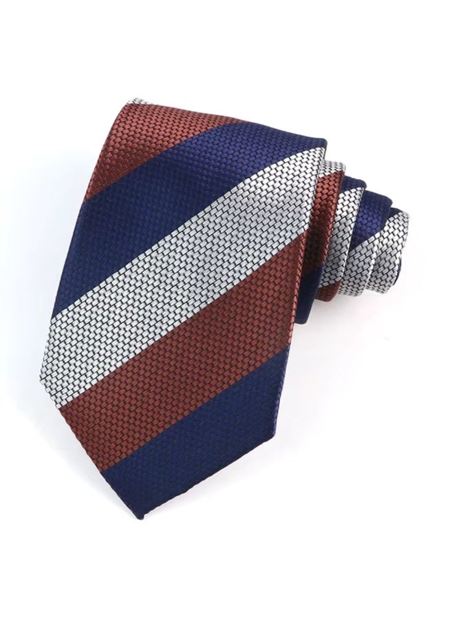 Zoferno Classico Men’s Striped (Rep) Tie – 8 cm Wide Formal Necktie – Microfiber Silk-Feel Business Tie with Luxury Gift Box (Navy/Silver/Burgundy) - Image 1