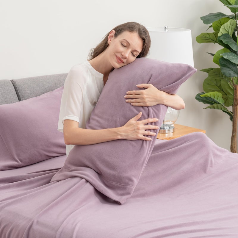 Berkshire Blanket Berkshire Blanket Luxury Soft Microfleece King Sheet Set  Warm and Durable  All Season Sheet (King  Lavender)  - Image 3
