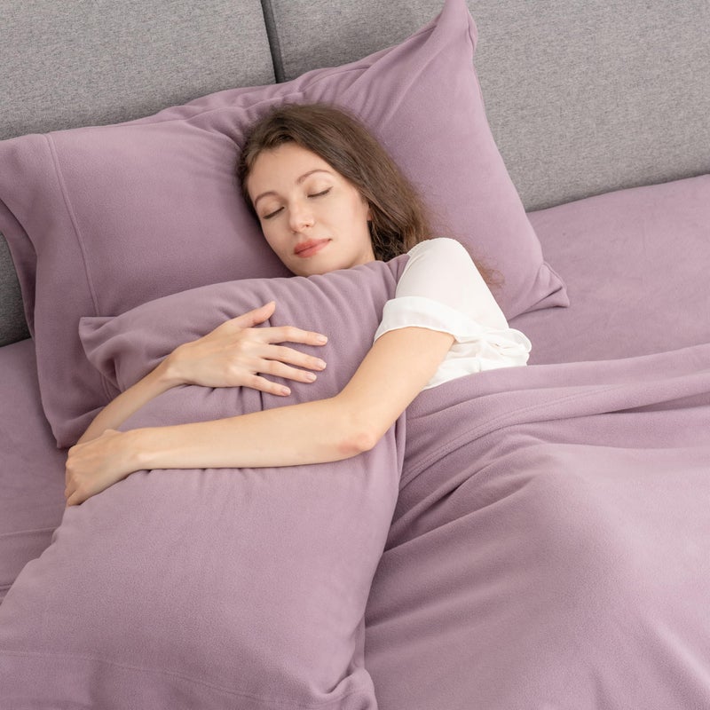 Berkshire Blanket Berkshire Blanket Luxury Soft Microfleece King Sheet Set  Warm and Durable  All Season Sheet (King  Lavender)  - Image 2