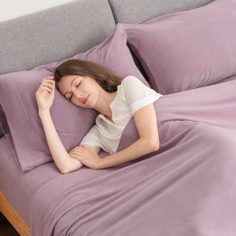 Berkshire Blanket Berkshire Blanket Luxury Soft Microfleece King Sheet Set  Warm and Durable  All Season Sheet (King  Lavender)  - Image 4