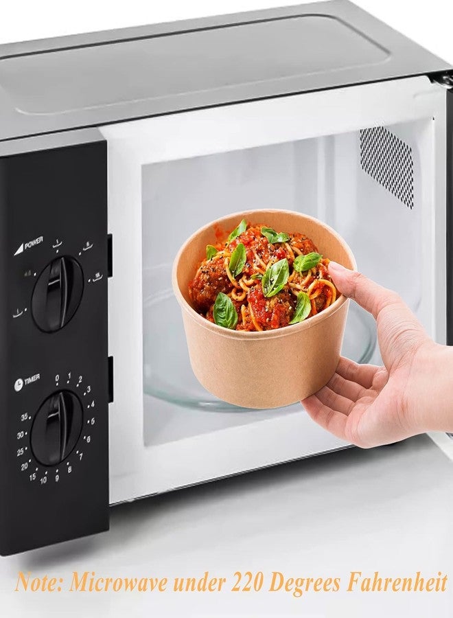 Lyellfe 50 Pack Kraft Paper Bowls with Lid, 25 Oz Disposable Soup Salad Serving Bowls, To Go Food Container for Party Dessert, Ice Cream, Yogurt, Microwave Freezer Safe - Image 5