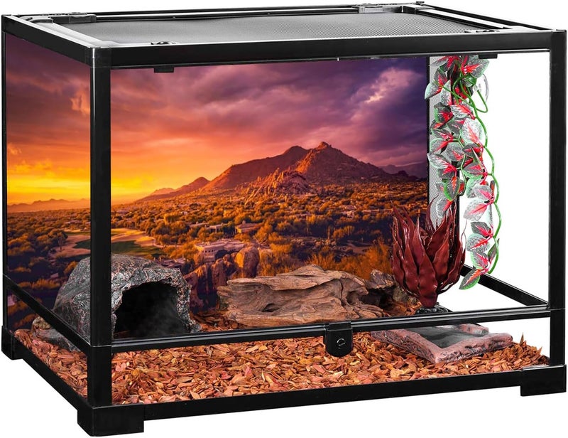 AWERT 24x12 inches Sun and Desert Terrarium Background Mountain Oasis Gobi Reptile Habitat Background Vinyl - Image 4