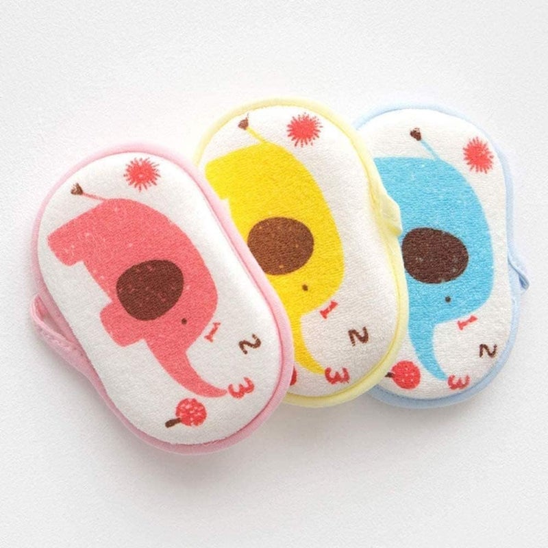 3 Pcs Soft Pure Cotton Baby Bath Sponge Set - Gentle Foam Rub Shower Sponge for Newborns & Toddlers, Perfect for Sensitive Skin - Image 3
