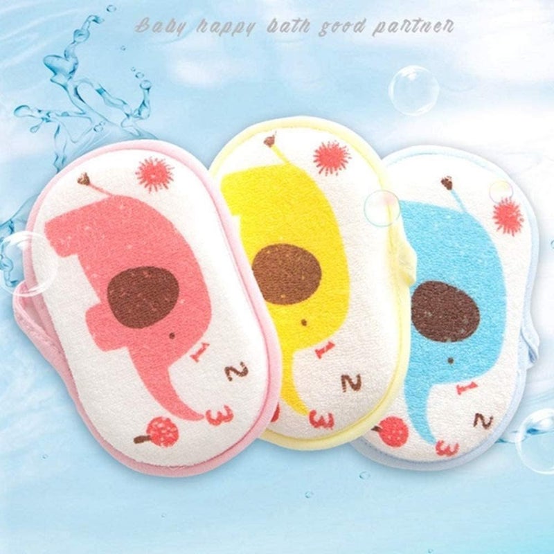 3 Pcs Soft Pure Cotton Baby Bath Sponge Set - Gentle Foam Rub Shower Sponge for Newborns & Toddlers, Perfect for Sensitive Skin - Image 4