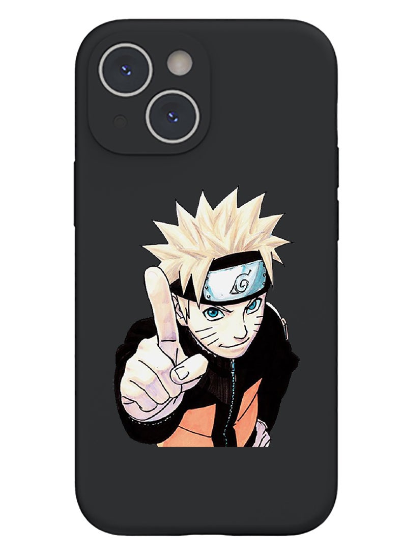 Theodor Protective Slim Fit Case Liquid Silicone Cover with Full Body Protection Anti-Scratch Shockproof Case For iPhone 15 Plus Black - Anime Naruto 2 - Image 1