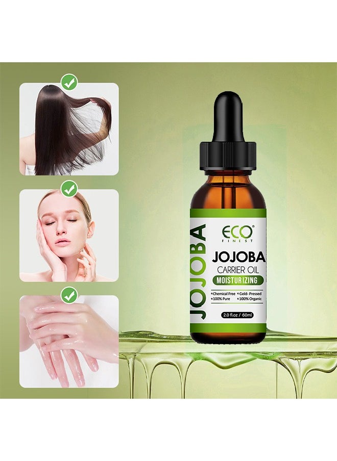 ECO Jojoba Carrier Oil  60ml，100% Pure & Natural Jojoba Oil for Hair，Face， Body & Nails, Moisturize Skin & Helps Fight Acne，Jojoba Oil Organic Cold Pressed Unrefined(60ml)  - Image 3