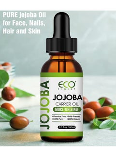ECO Jojoba Carrier Oil  60ml，100% Pure & Natural Jojoba Oil for Hair，Face， Body & Nails, Moisturize Skin & Helps Fight Acne，Jojoba Oil Organic Cold Pressed Unrefined(60ml)  - Image 2