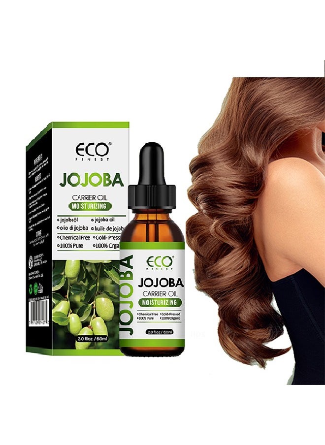 ECO Jojoba Carrier Oil  60ml，100% Pure & Natural Jojoba Oil for Hair，Face， Body & Nails, Moisturize Skin & Helps Fight Acne，Jojoba Oil Organic Cold Pressed Unrefined(60ml)  - Image 1