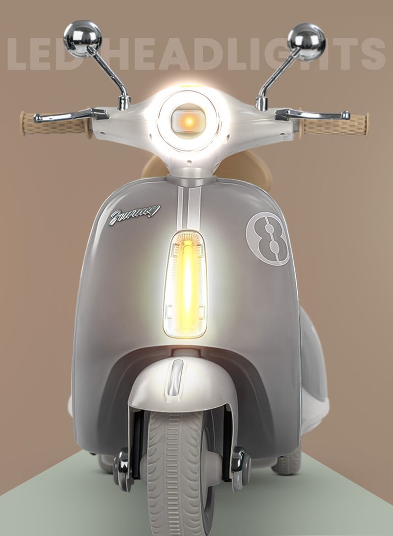 BAYBEE Vespa Battery Operated Bike for Kids, Ride on Toys Kids Bike Scooty with Light & Music Baby Bike Rechargeable Battery Bike Electric Bike for Kids to Drive 1 to 3 Years Boy Girl Grey - Image 3
