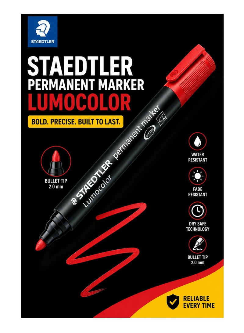 1-Piece Lumocolor Permanent Marker Round Tip Red Ink