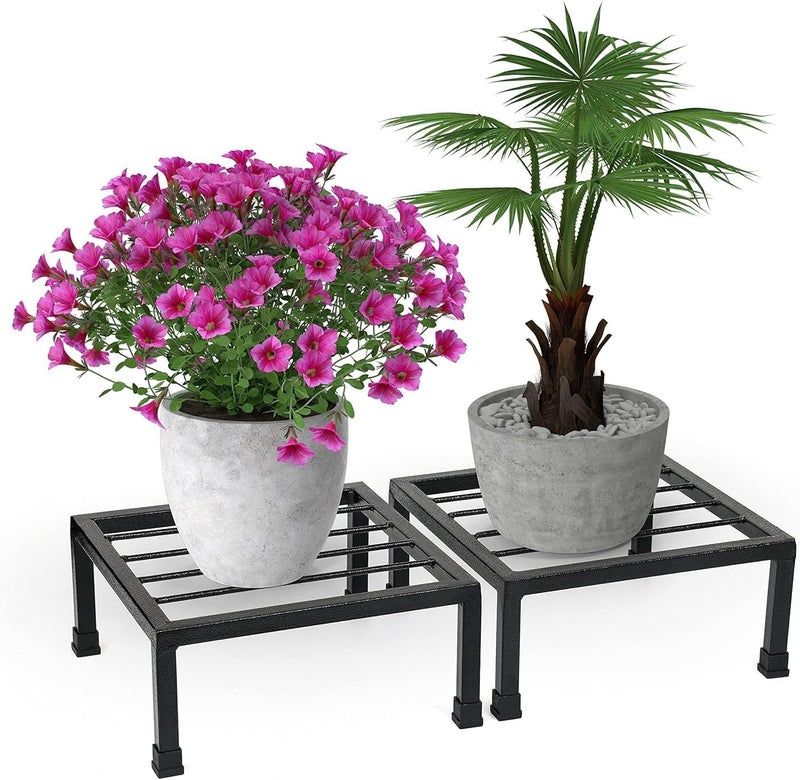 TechSrmaji Metal Havey Plant Stand for Balcony, Set of 4 Pot Stand for Outdoor Plants / Indoor Pot Stands plant of Heavy Duty, Rust Free Iron, Indoor Outdoor Plant Stand, Gamla Stand (Black) - Image 2