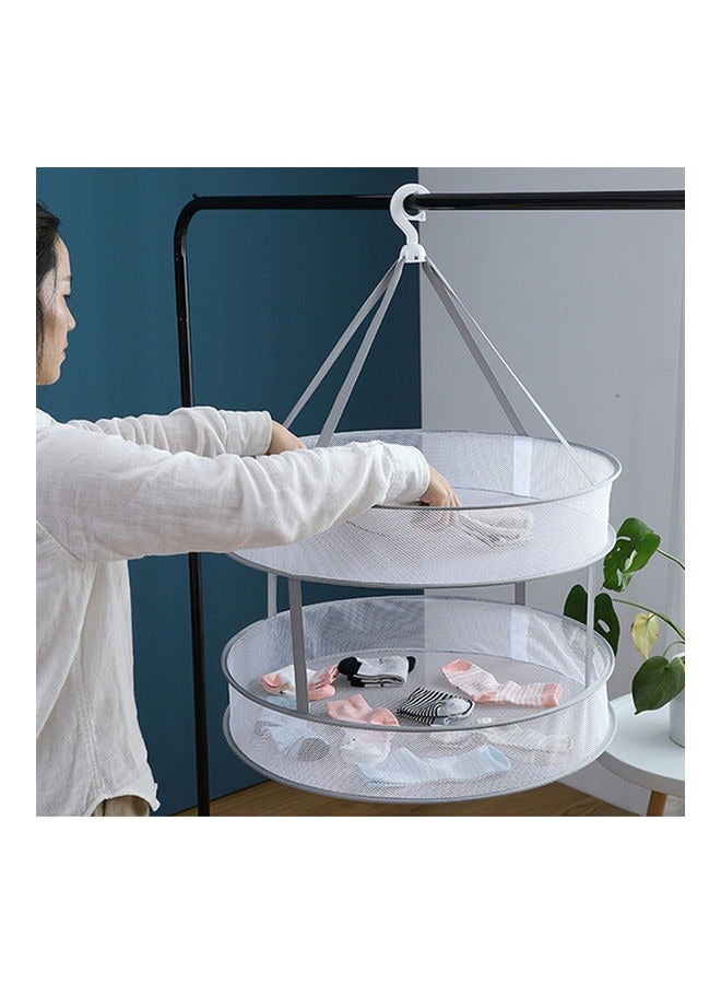 2 Pcs Double-Layer Clothes Drying Net，Folding Mesh Clothes Hanging Dryer，Lay fold Flat Dry Hanger with Windproof Hooks Lightweight Mesh Construction，for Clothes Drying Lingerie Sweater Blouse Socks，50cm  - Image 2