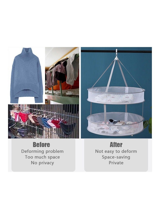 2 Pcs Double-Layer Clothes Drying Net，Folding Mesh Clothes Hanging Dryer，Lay fold Flat Dry Hanger with Windproof Hooks Lightweight Mesh Construction，for Clothes Drying Lingerie Sweater Blouse Socks，50cm  - Image 5