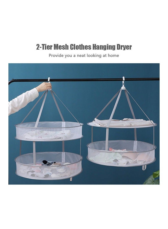 2 Pcs Double-Layer Clothes Drying Net，Folding Mesh Clothes Hanging Dryer，Lay fold Flat Dry Hanger with Windproof Hooks Lightweight Mesh Construction，for Clothes Drying Lingerie Sweater Blouse Socks，50cm  - Image 3