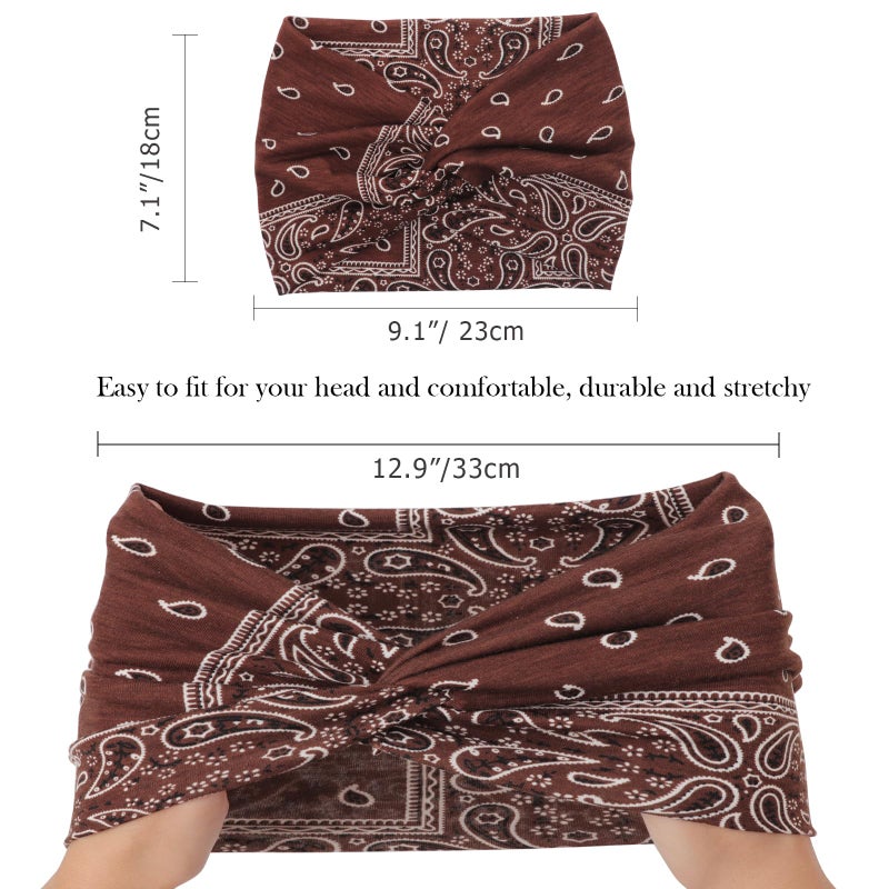 DRESHOW 4 Pack Turban Headbands for Women Wide Vintage Head Wraps Knotted Cute Hair Band Accessories - Image 5