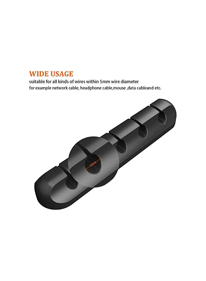 promass Cable Clips Cord Management Organizer, Adhesive Hooks, Wire Cord Holder for Power Cords and Charging Accessory Cables, Mouse Cable, PC, Office and Home (5k) - Image 2