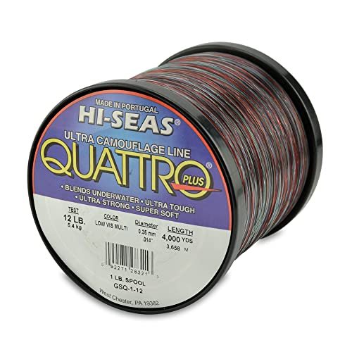 Hi-Seas Quattro Monofilament Line, 12 lb / 5.4 kg Test, .014 in / 0.35 mm Dia, 4-Color Camo, 4000 yd / 3658 m - Image 1