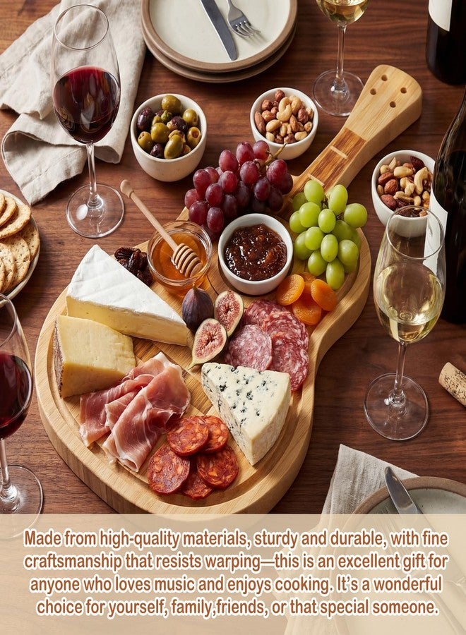 FoldTier Guitar Cutting Board 12.5 x 7 Inches Decorative Cutting Boards Rustic Bamboo Wooden Cheese Platter for Serving Meat Bread Vegetable Fruit Appetizer Cooking Baking, Music Lover, Housewarming Gift - Image 5