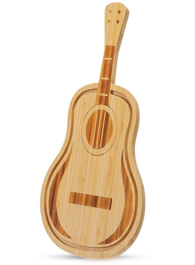 FoldTier Guitar Cutting Board 12.5 x 7 Inches Decorative Cutting Boards Rustic Bamboo Wooden Cheese Platter for Serving Meat Bread Vegetable Fruit Appetizer Cooking Baking, Music Lover, Housewarming Gift - Image 1