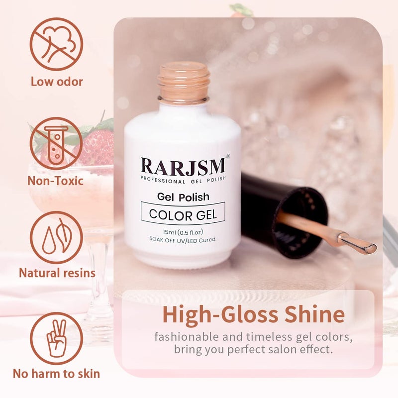 RARJSM Milky Rose Gel Nail Polish LED UV Gel Soak Off Clear Nude Pink French Manicure Light Pink Jelly Nail GelPolish Varnish Curing Requires 1pcs 15ml for Home Salon Nail Art DIY - Image 5