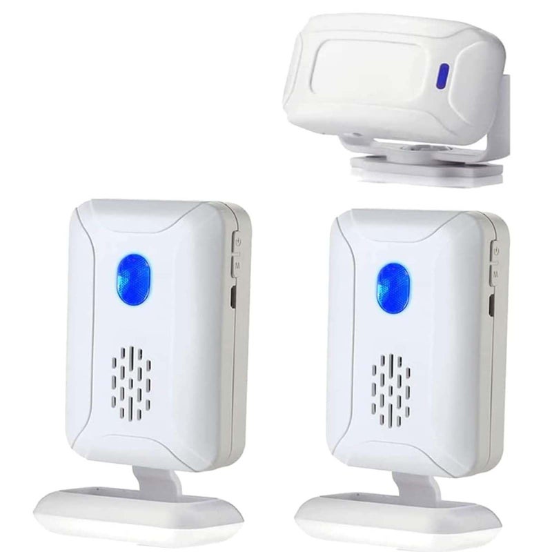 HASANBAY Motion Sensor Door Bells Chimes for BusinessStore Door Entry Bell Commercial Door Entry AlertSleepwalker Elderly Toddler Safety MonitorCaregiver Reminder 2 Receiver 1 Motion Sensor - Image 2