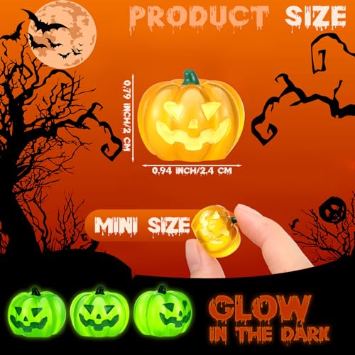 Poen 50 Pcs Resin Pumpkins for Decorating Fall Halloween Miniature Luminous Pumpkin Artificial Mini Pumpkins Decoration for Fall Halloween Party Home Cake Decoration Craft DIY GiftGrin - Image 3