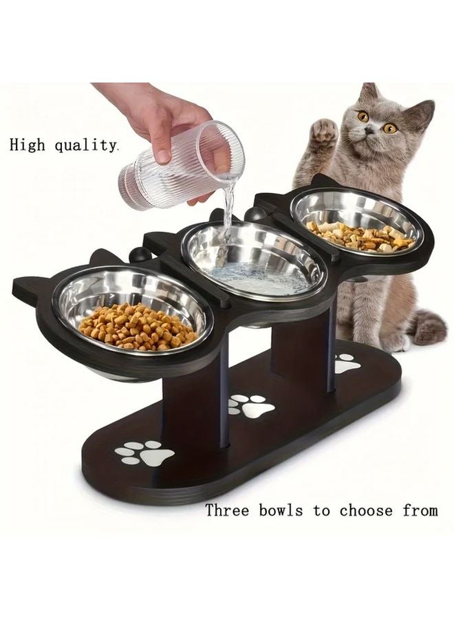 Black 3 Tier Elevated Cat Food Bowl Adjustable Stand for Multiple Cats - Image 2