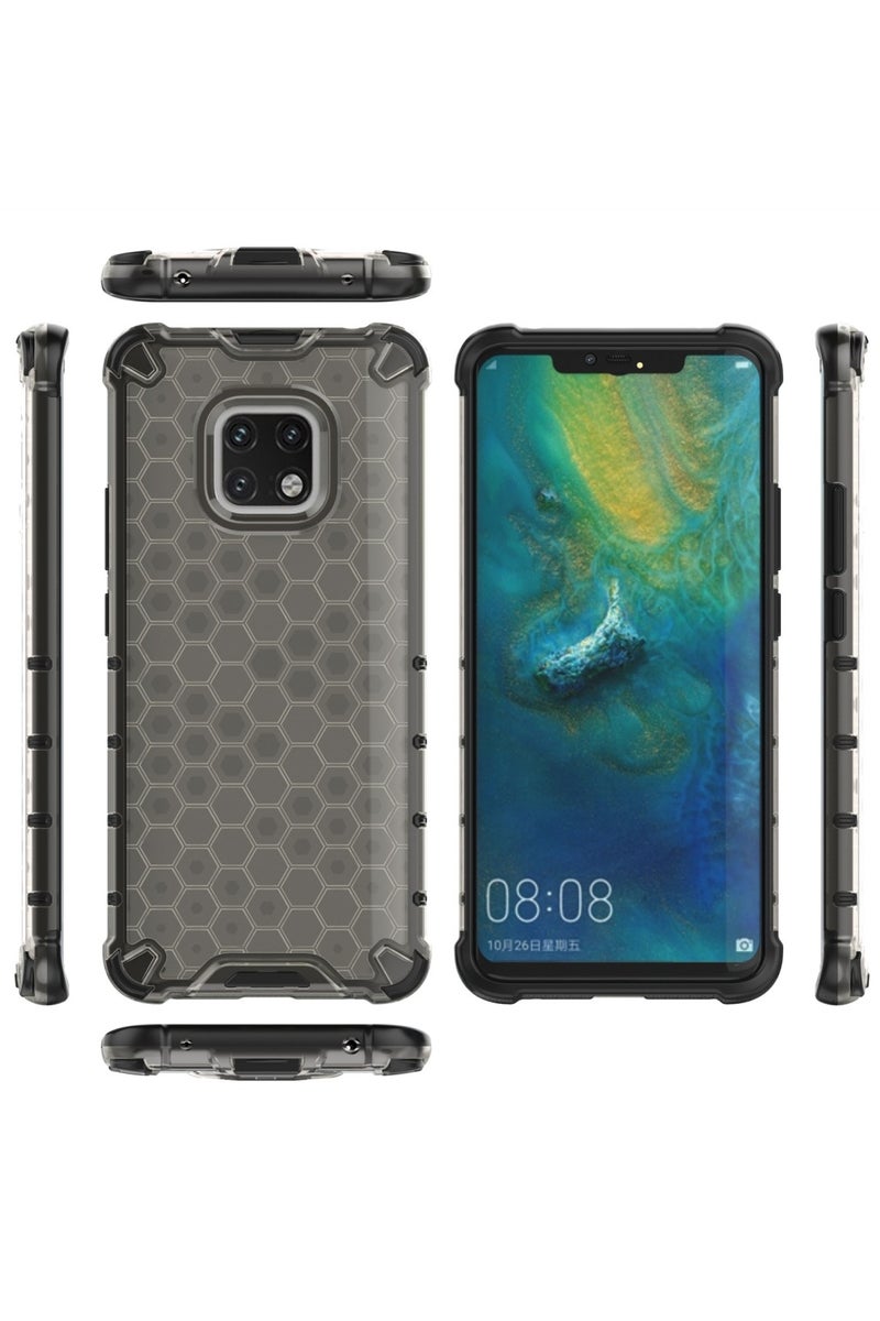 جراب حماية بتصميم خلية النحل، مقاوم للصدمات مع حماية للكاميرا متوافق مع Huawei Mate 20 Pro (رمادي& اسود) - Image 4