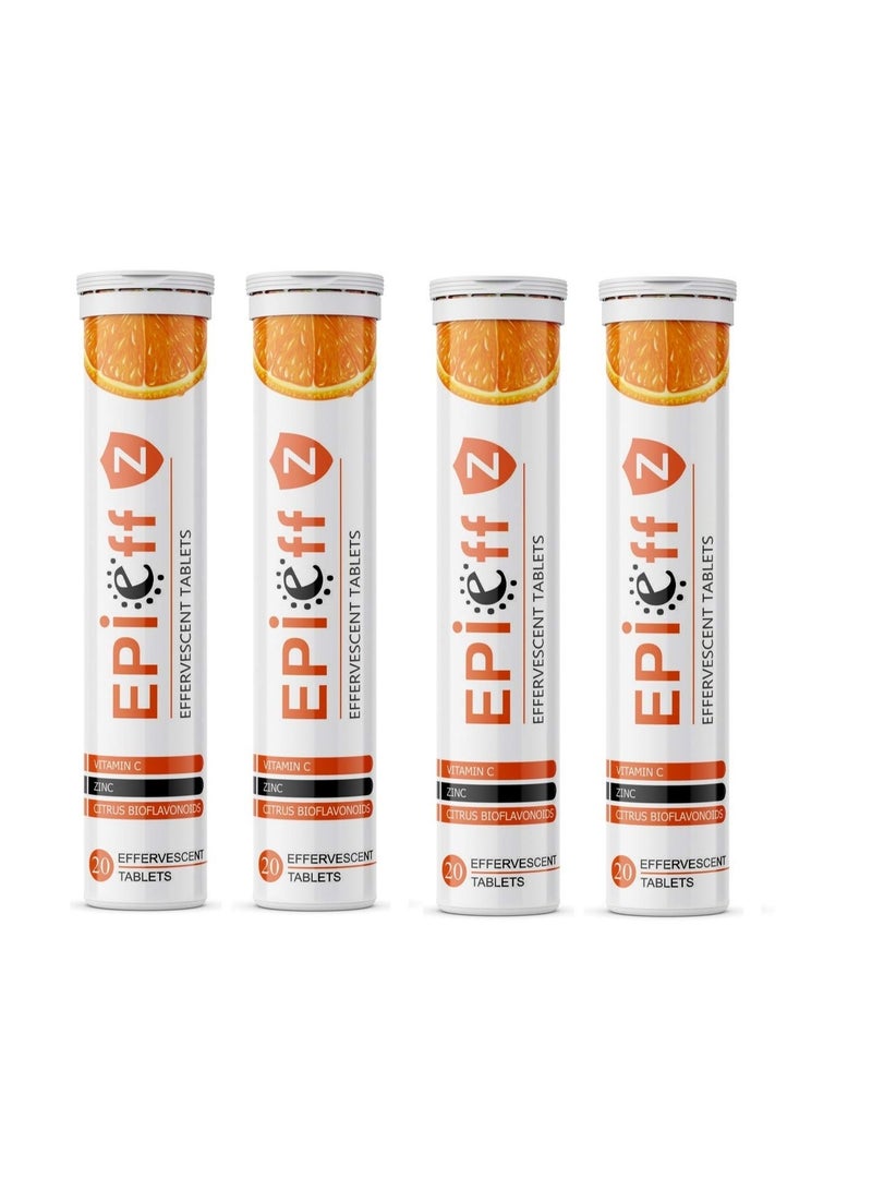 Ethiglo Epieff-Z Vitamin-C,Zinc And Citrus Bioflavonoids-Immunity Booster Supplements : 20 Effervescent Tablets : Pack Of 04 - Image 1